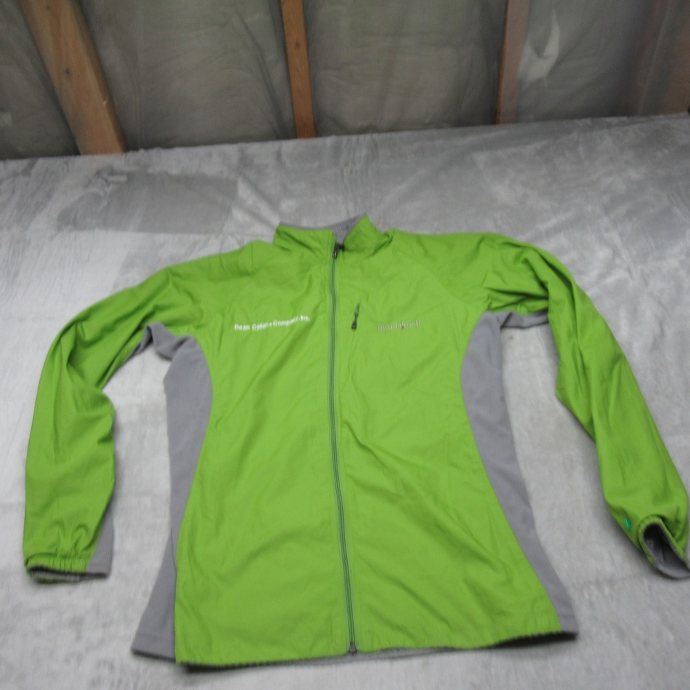 Montbell Jacket Women Large Green Climaplus Mesh Light Pack Wind Rain LOGO